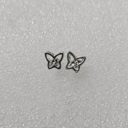 High-grade Bow Small Sier-plated Geometric Korean Earrings - Daebak