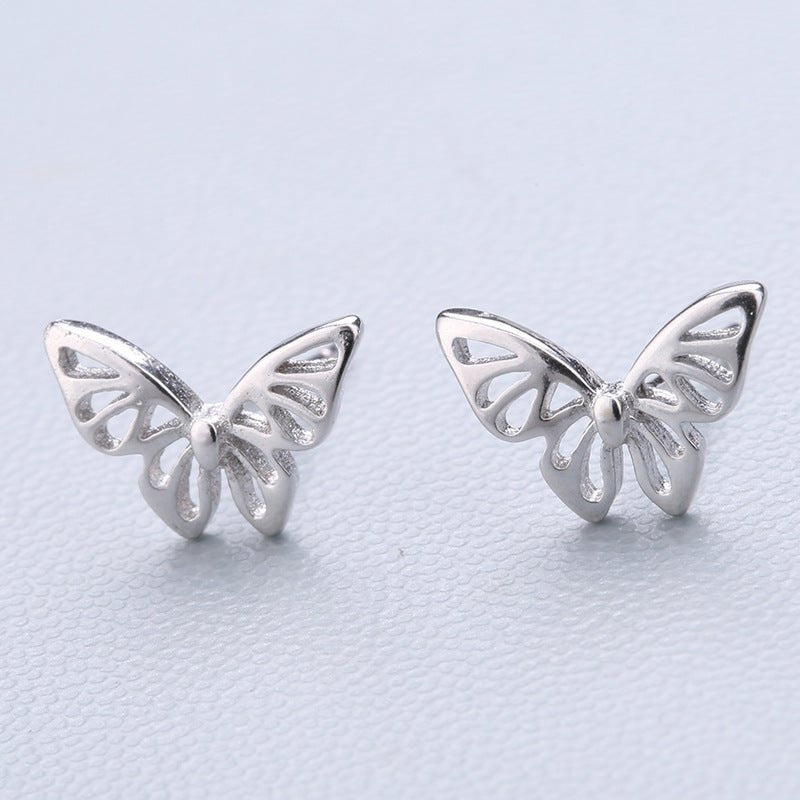 High-grade Bow Small Sier-plated Geometric Korean Earrings - Daebak