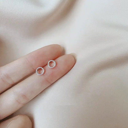 High-grade Bow Small Sier-plated Geometric Korean Earrings - Daebak