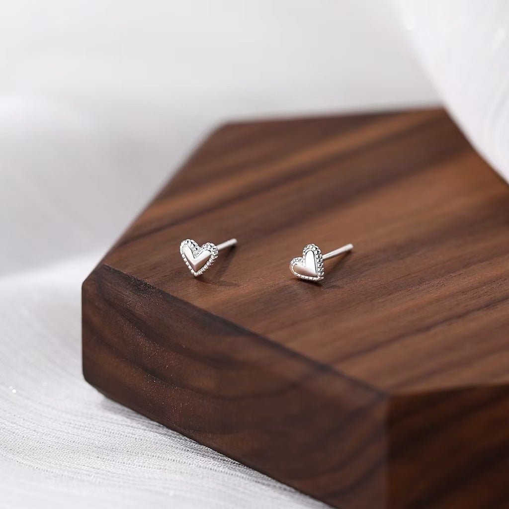 High-grade Bow Small Sier-plated Geometric Korean Earrings - Daebak