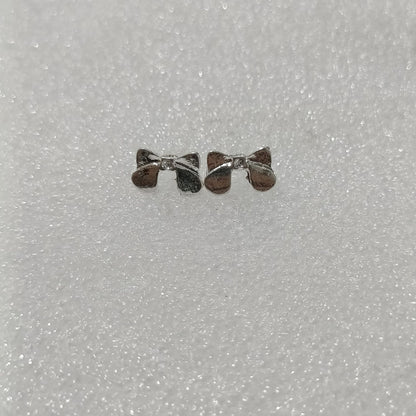 High-grade Bow Small Sier-plated Geometric Korean Earrings - Daebak