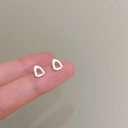 High-grade Bow Small Sier-plated Geometric Korean Earrings - Daebak