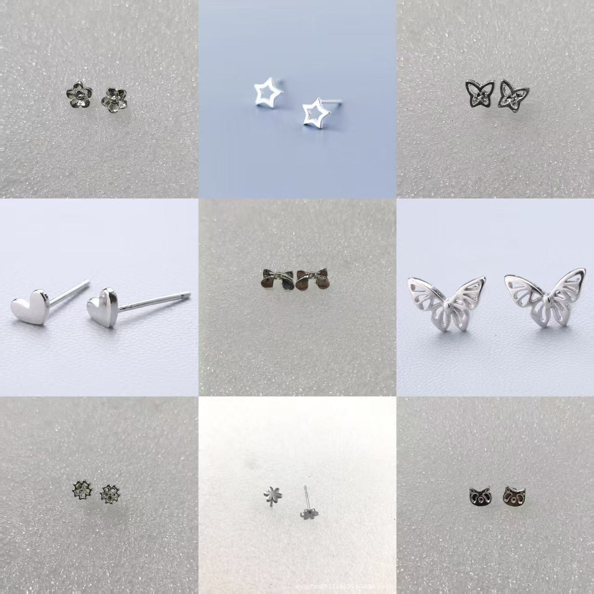 High-grade Bow Small Sier-plated Geometric Korean Earrings - Daebak