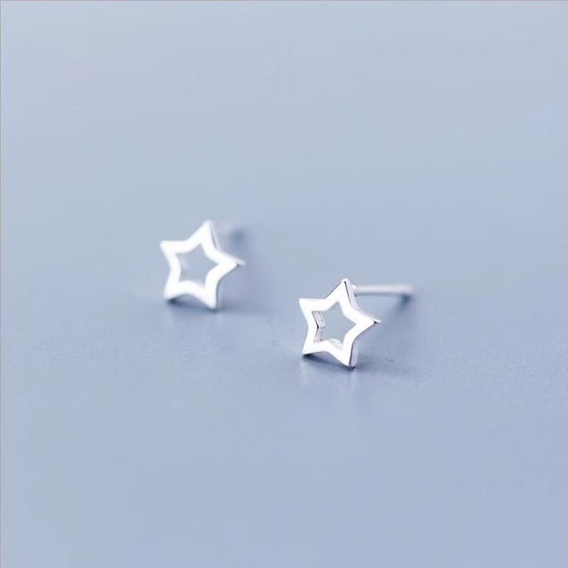 High-grade Bow Small Sier-plated Geometric Korean Earrings - Daebak