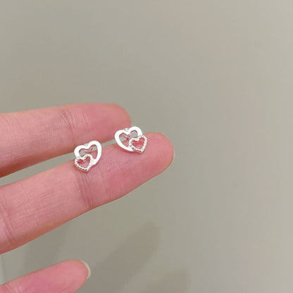 High-grade Bow Small Sier-plated Geometric Korean Earrings - Daebak