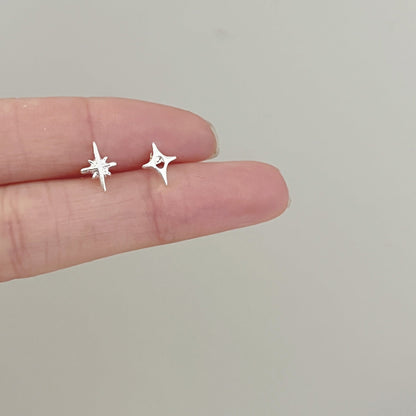 High-grade Bow Small Sier-plated Geometric Korean Earrings - Daebak