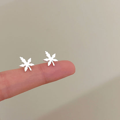 High-grade Bow Small Sier-plated Geometric Korean Earrings - Daebak