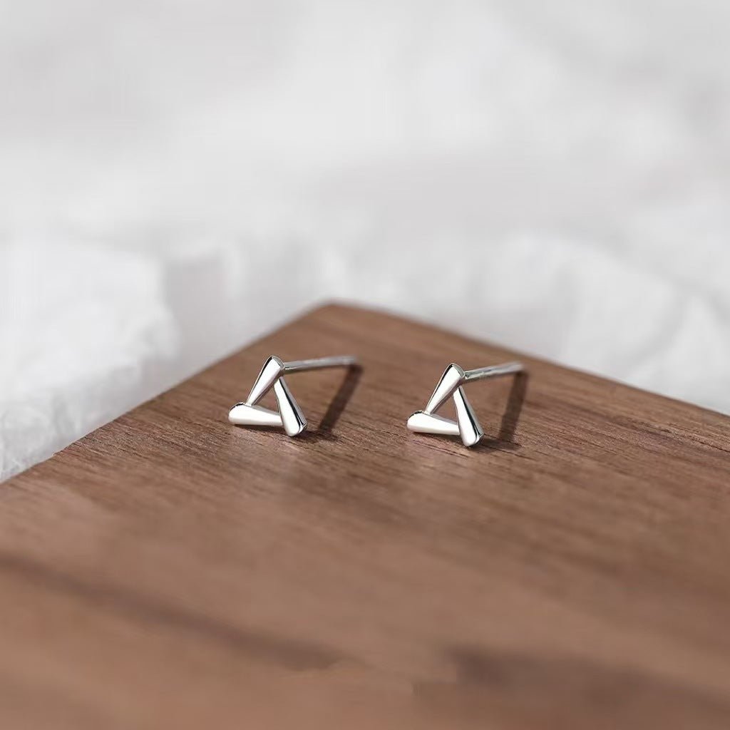 High-grade Bow Small Sier-plated Geometric Korean Earrings - Daebak