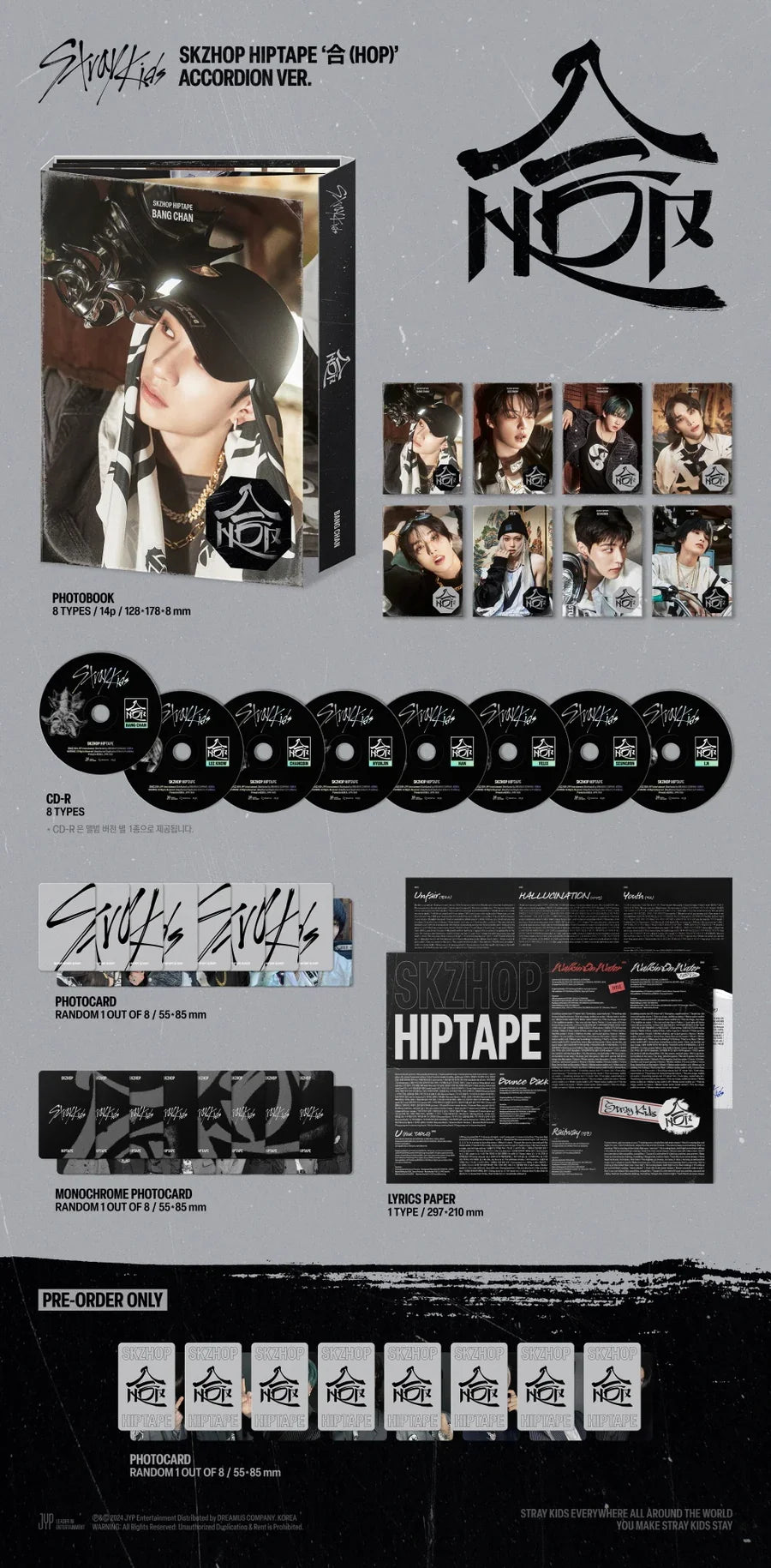 Stray Kids - SKZHOP HIPTAPE [HOP] (ACCORDION Ver.) (Random Ver.)