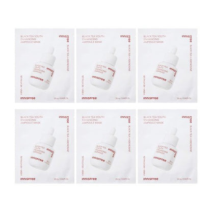 innisfree Black Tea Youth Enhancing Ampoule Mask 28ml X 6ea - Daebak