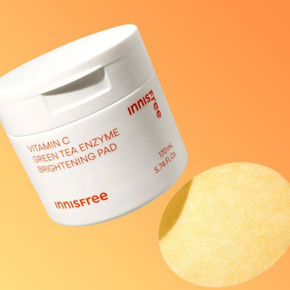 innisfree Vitamin C Green Tea Enzyme Brightening Pad 170ml (60 Pads) - Daebak