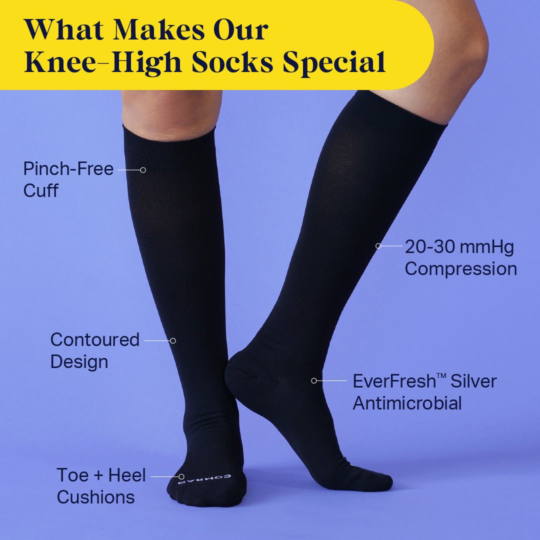 Knee-High Compression Socks - 3 Pack Solid (20-30 mmHg) - Daebak