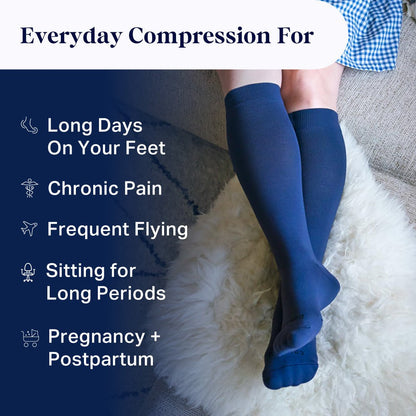 Knee-High Compression Socks - 3 Pack Solids - Daebak