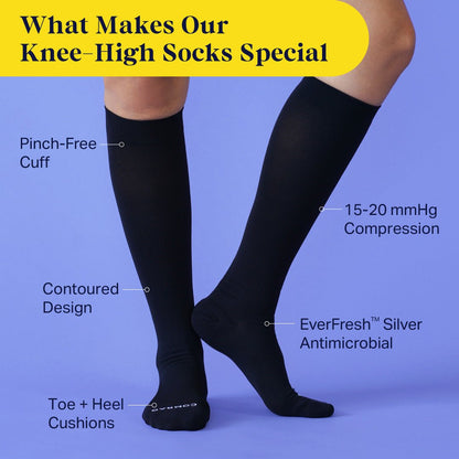 Knee-High Compression Socks - 3 Pack Solids - Daebak