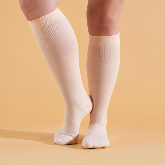 Knee-High Compression Socks - 3 Pack Solids Black/Rose/White - Daebak