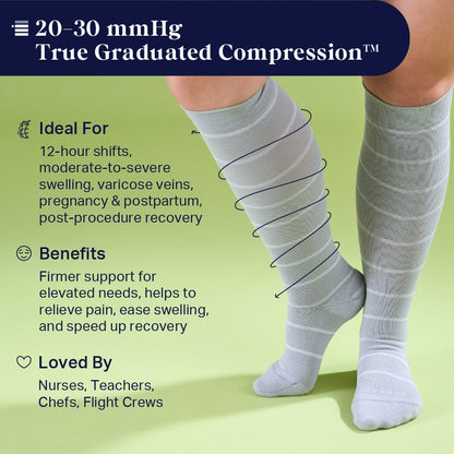 Knee-High Compression Socks - Stripes (20-30 mmHg) - Daebak