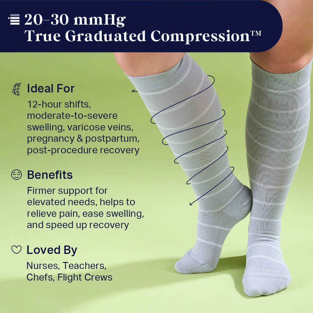Knee-High Compression Socks - Stripes (20-30 mmHg) - Daebak