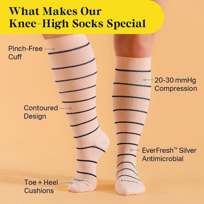 Knee-High Compression Socks - Stripes (20-30 mmHg) - Daebak