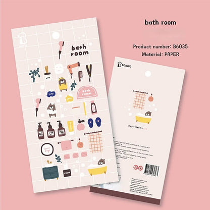 Korean Bonito Bear Bath Room Paper Stickers | Cute Stationery for DIY Scrapbooking - Daebak