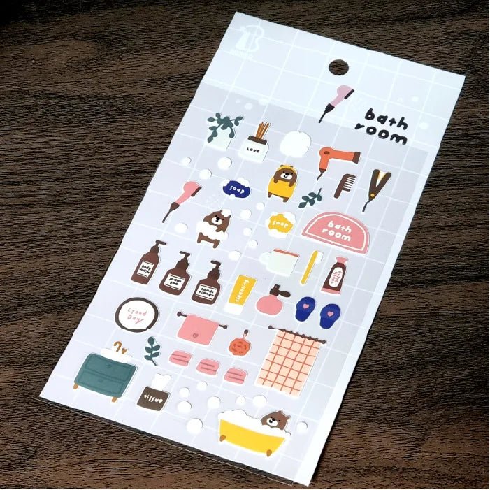 Korean Bonito Bear Bath Room Paper Stickers | Cute Stationery for DIY Scrapbooking - Daebak