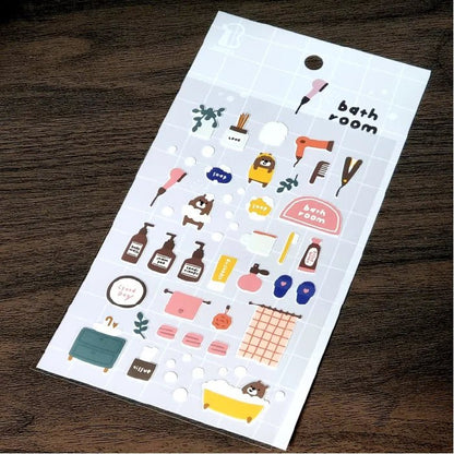 Korean Bonito Bear Bath Room Paper Stickers | Cute Stationery for DIY Scrapbooking - Daebak