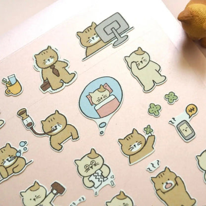 Korean Cat Daily Life Sticker Pack | Scrapbooking and Journal Decor - Daebak
