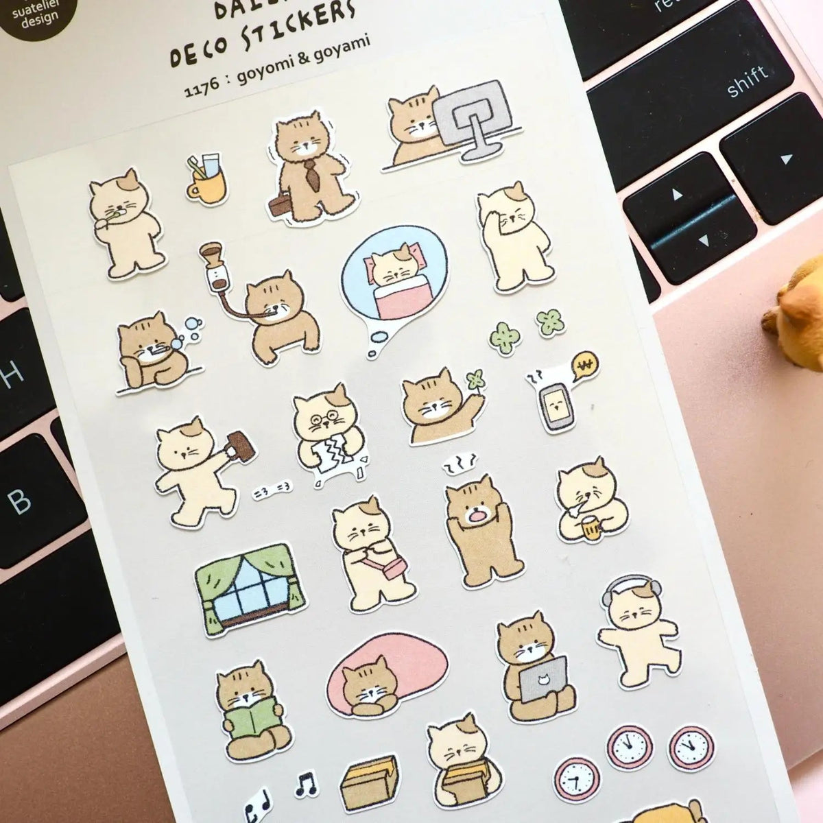 Korean Cat Daily Life Sticker Pack | Scrapbooking and Journal Decor - Daebak