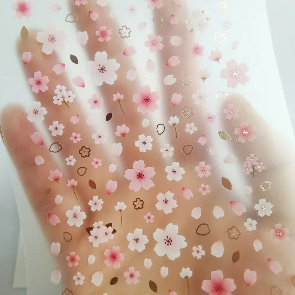 Korean Cherry Blossom Petal Stickers | Sakura Scrapbook and Stationery Set - Daebak