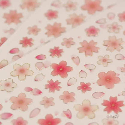 Korean Cherry Blossom Petal Stickers | Sakura Scrapbook and Stationery Set - Daebak
