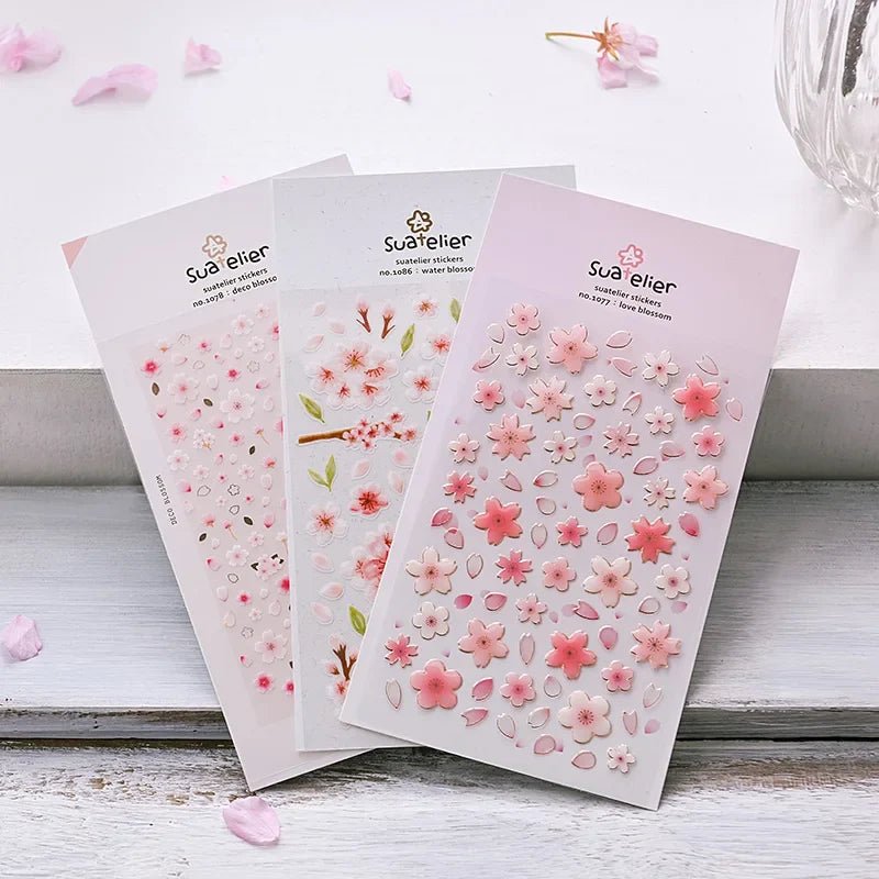 Korean Cherry Blossom Petal Stickers | Sakura Scrapbook and Stationery Set - Daebak
