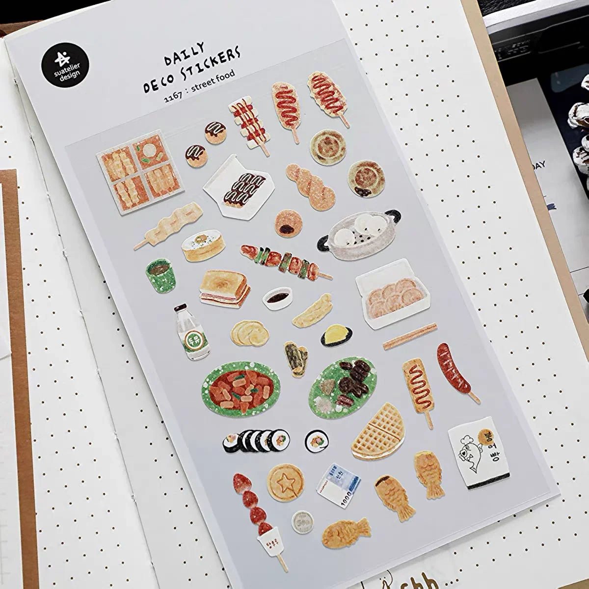 Korean Food Sticker Pack for Scrapbooking | Suatelier Street Food Art Stickers - Daebak