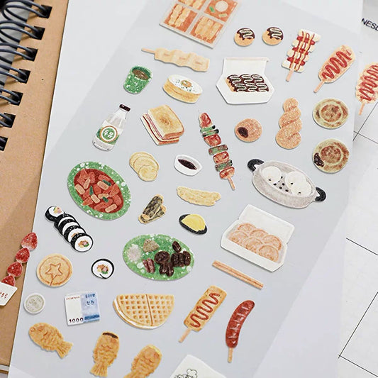 Korean Food Sticker Pack for Scrapbooking | Suatelier Street Food Art Stickers - Daebak