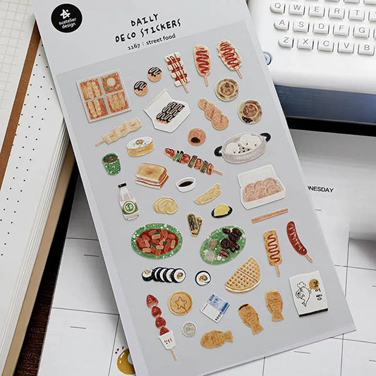 Korean Food Sticker Pack for Scrapbooking | Suatelier Street Food Art Stickers - Daebak