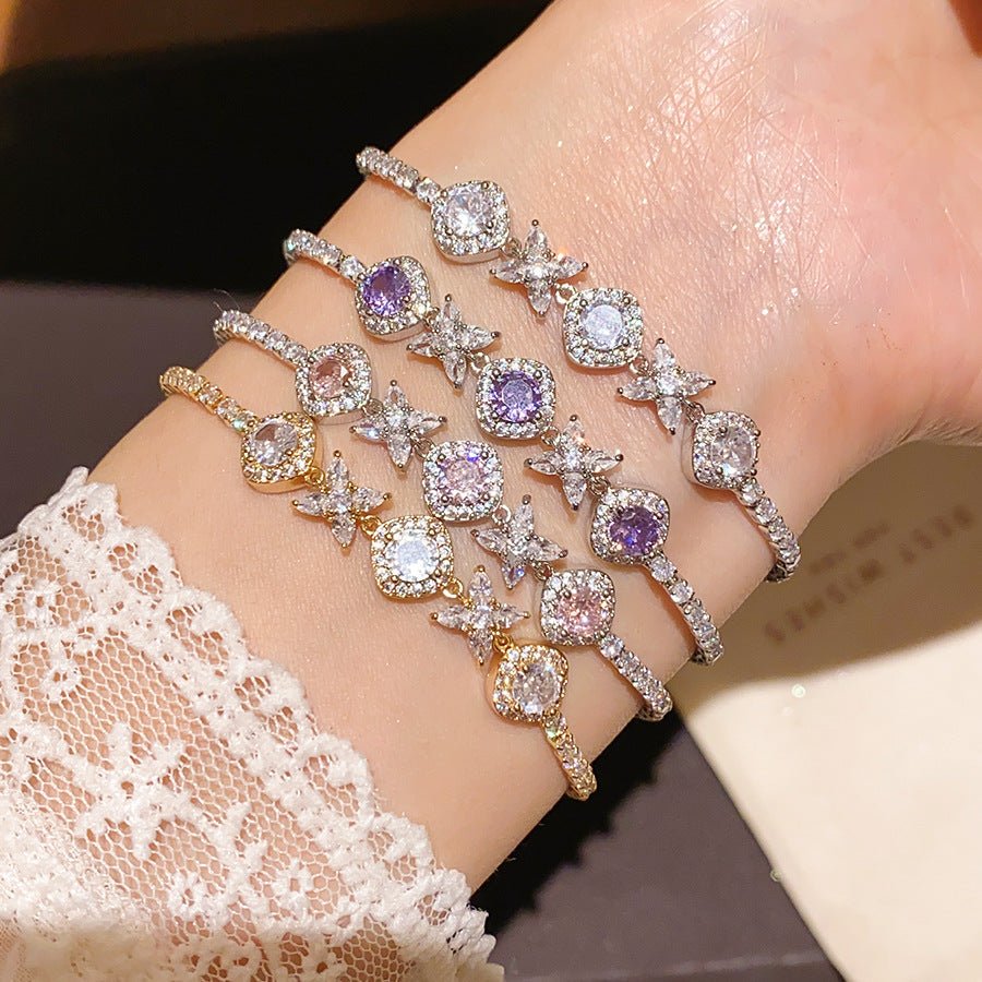 Korean Gentle Refined Zircon Diamond Flower Light Luxury High Bracelets - Daebak