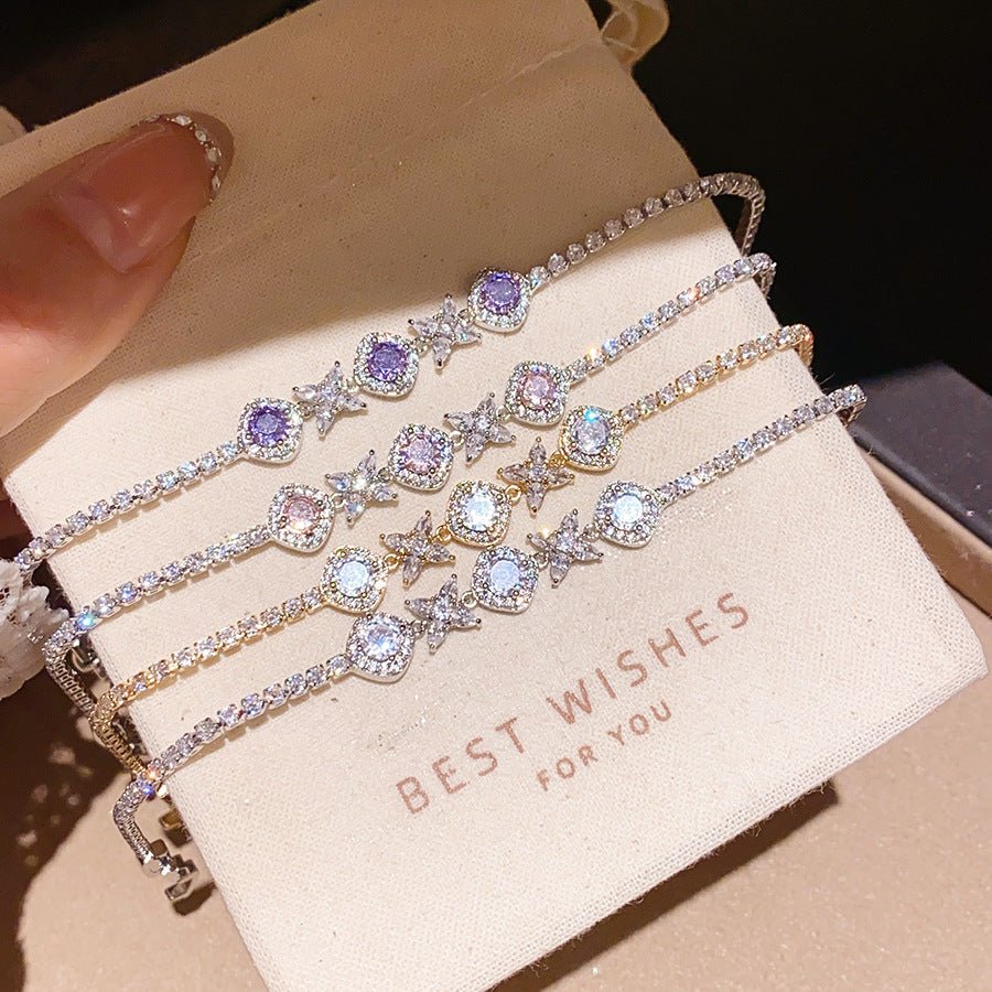 Korean Gentle Refined Zircon Diamond Flower Light Luxury High Bracelets - Daebak