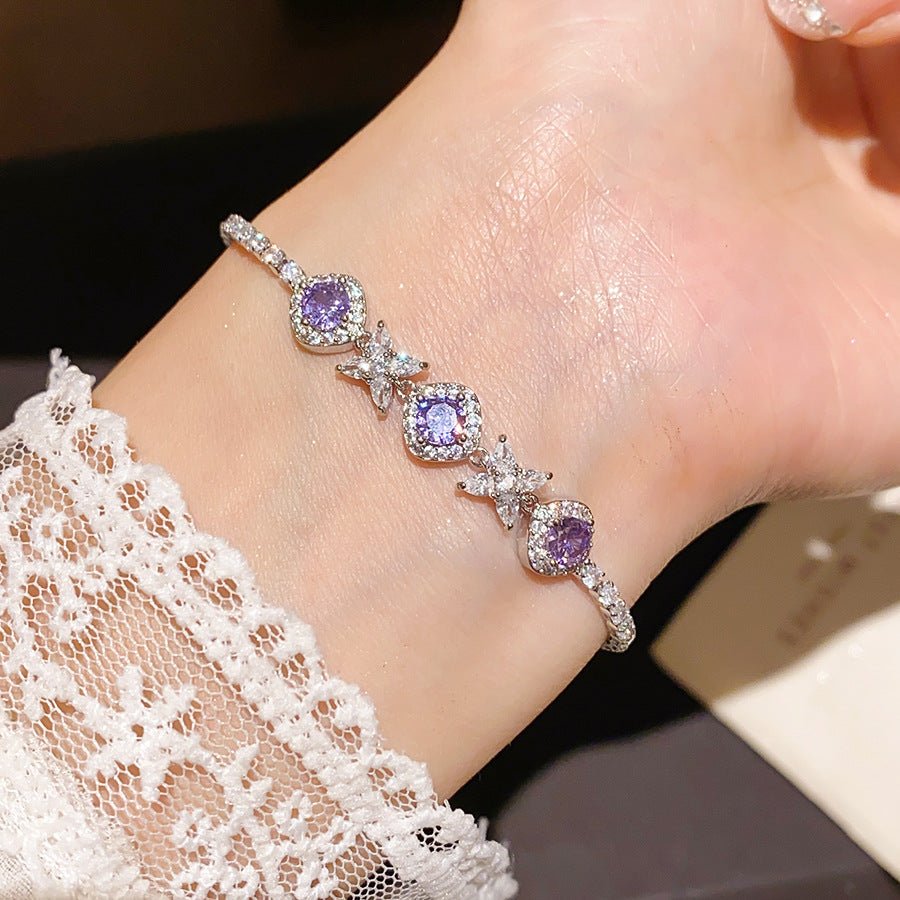 Korean Gentle Refined Zircon Diamond Flower Light Luxury High Bracelets - Daebak