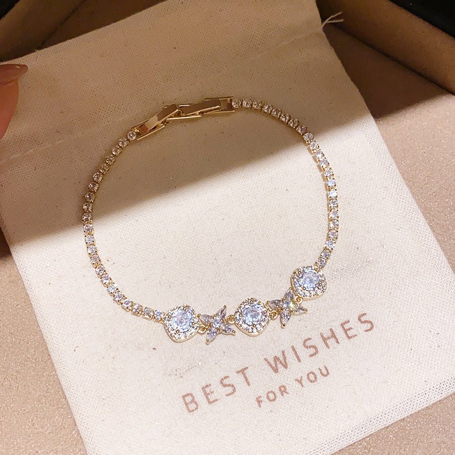 Korean Gentle Refined Zircon Diamond Flower Light Luxury High Bracelets - Daebak