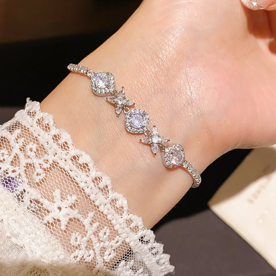 Korean Gentle Refined Zircon Diamond Flower Light Luxury High Bracelets - Daebak