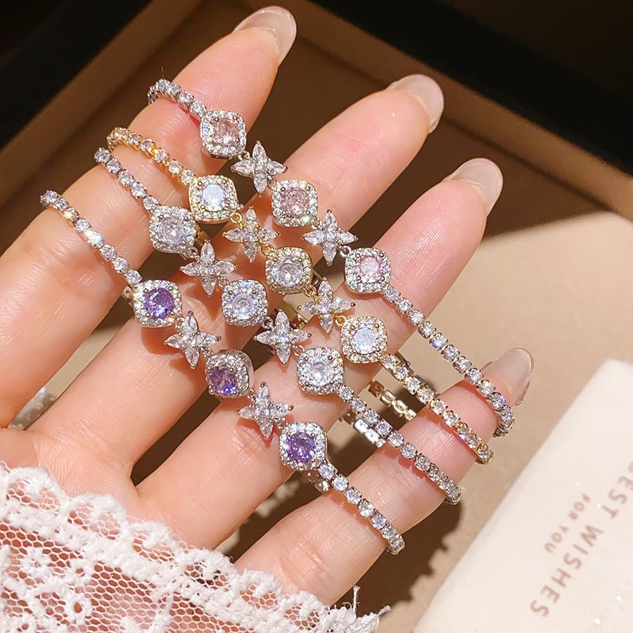Korean Gentle Refined Zircon Diamond Flower Light Luxury High Bracelets - Daebak