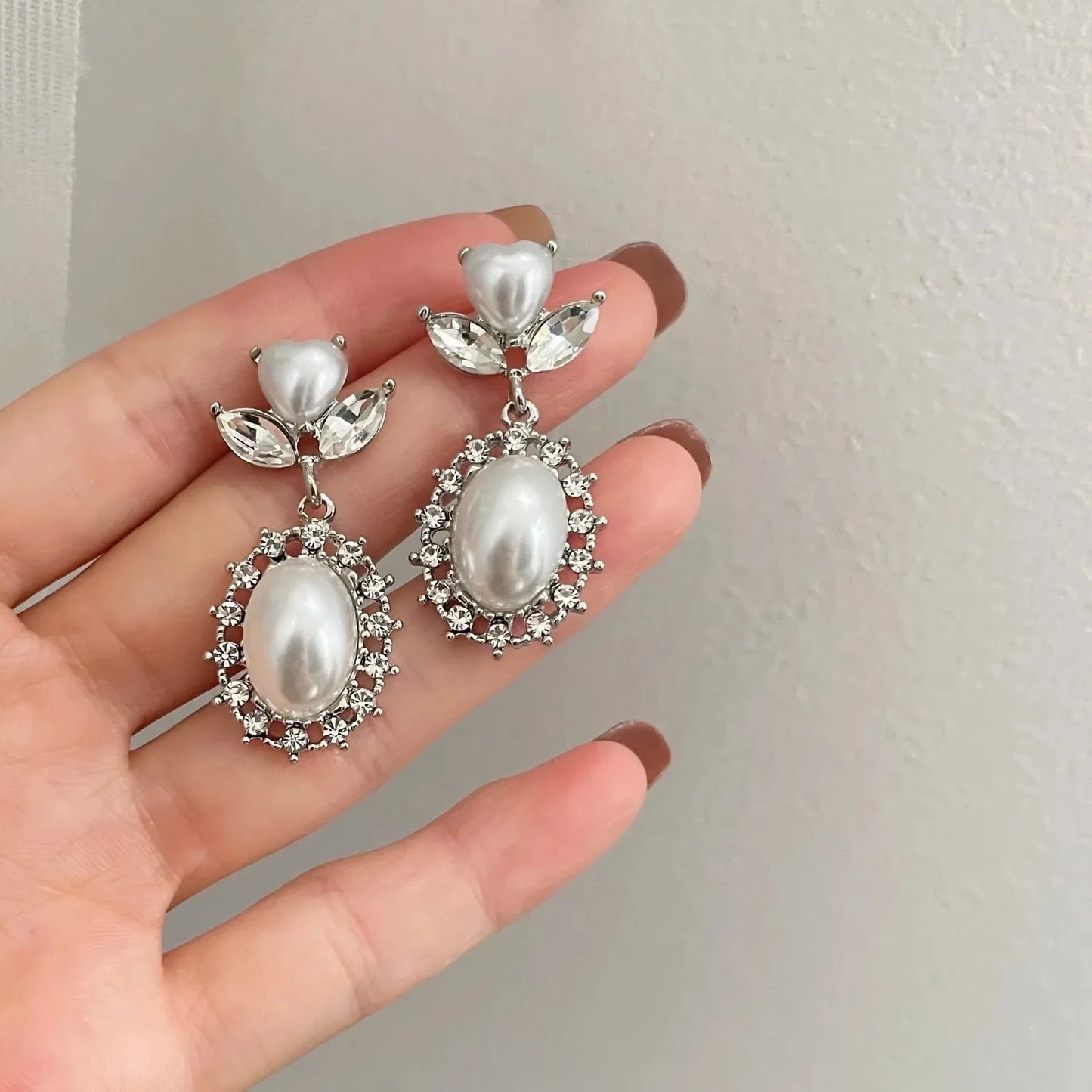 Korean Heart Drop Earrings For Women Girl Romantic Valentine's Day Gift Fashion Jewelry Trend Hanging Pearl Cute Bowknot Earring - Daebak