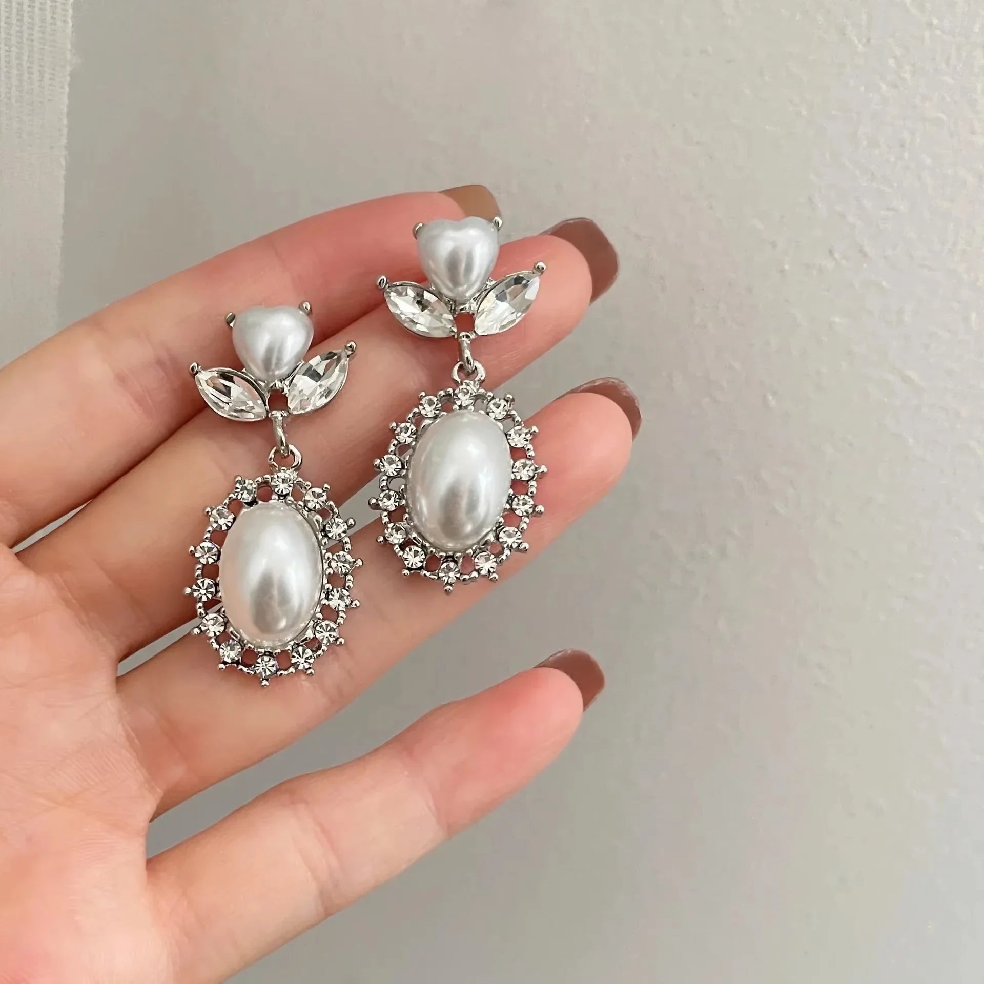 Korean Heart Drop Earrings For Women Girl Romantic Valentine's Day Gift Fashion Jewelry Trend Hanging Pearl Cute Bowknot Earring - Daebak