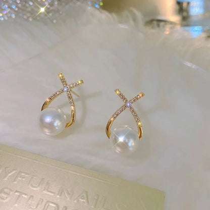 Korean Heart Drop Earrings For Women Girl Romantic Valentine's Day Gift Fashion Jewelry Trend Hanging Pearl Cute Bowknot Earring - Daebak