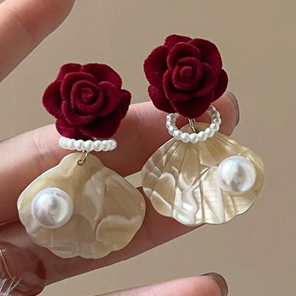 Korean Heart Drop Earrings For Women Girl Romantic Valentine's Day Gift Fashion Jewelry Trend Hanging Pearl Cute Bowknot Earring - Daebak