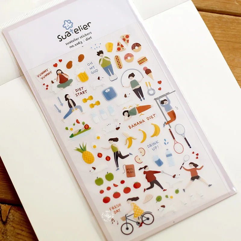 Korean Import Suatelier Daily Exercise DIY Scrapbooking Diary Sticker Set | School Supplies Gift - Daebak