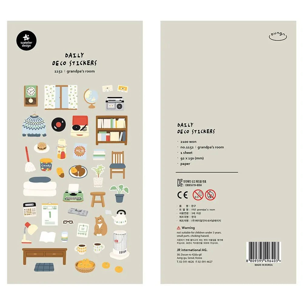 Korean Import Suatelier Grandapa's Room Paper Stickers | Scrapbooking DIY Decorative Supply - Daebak