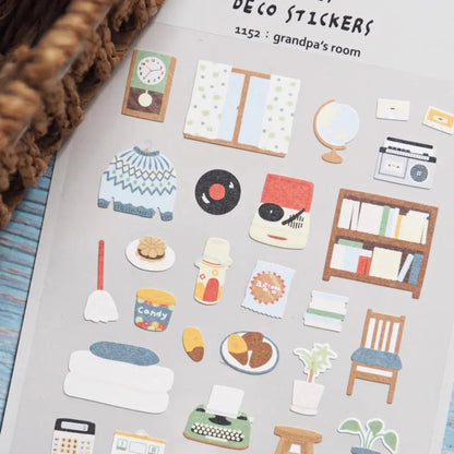 Korean Import Suatelier Grandapa's Room Paper Stickers | Scrapbooking DIY Decorative Supply - Daebak