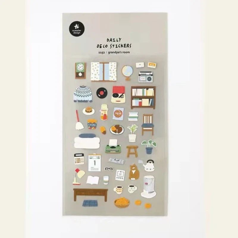 Korean Import Suatelier Grandapa's Room Paper Stickers | Scrapbooking DIY Decorative Supply - Daebak
