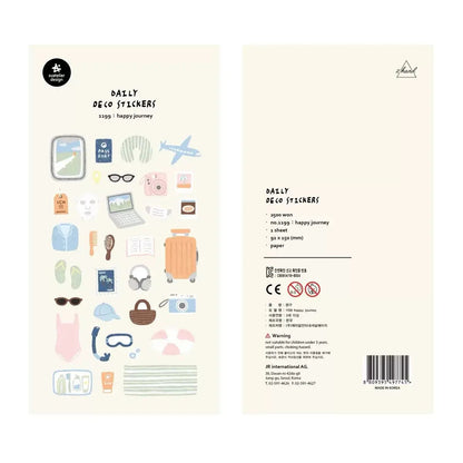 Korean Import Suatelier Happy Journey Paper Stickers | Scrapbooking DIY Journal Stationery Set - Daebak