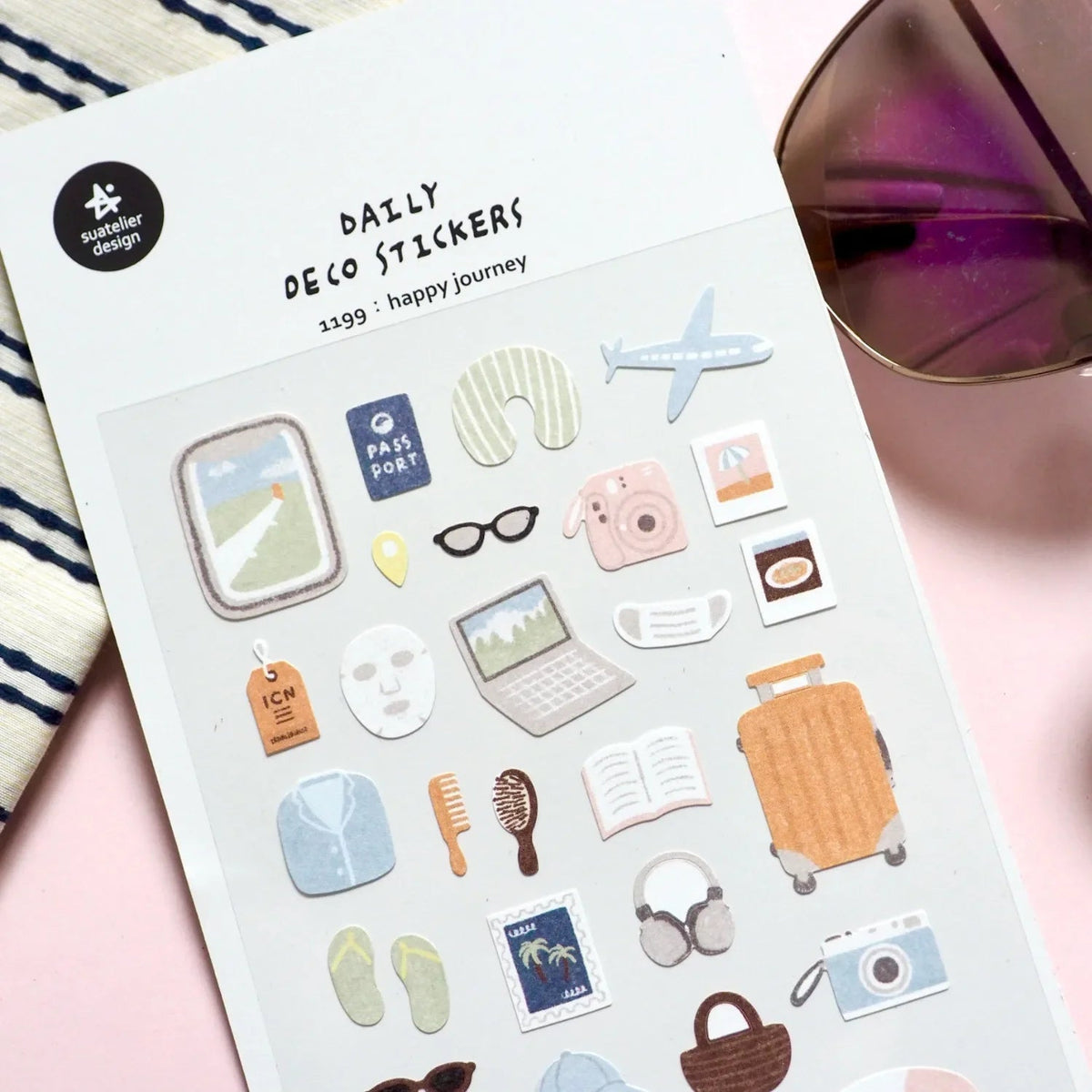 Korean Import Suatelier Happy Journey Paper Stickers | Scrapbooking DIY Journal Stationery Set - Daebak