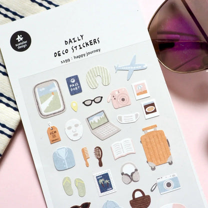 Korean Import Suatelier Happy Journey Paper Stickers | Scrapbooking DIY Journal Stationery Set - Daebak